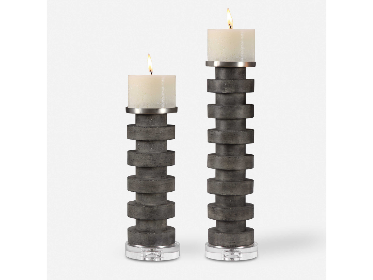 Abbyson Home Karen Concrete Candleholders, Set of 2