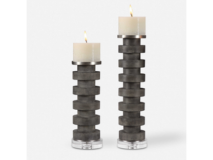 Abbyson Home Karen Concrete Candleholders, Set of 2