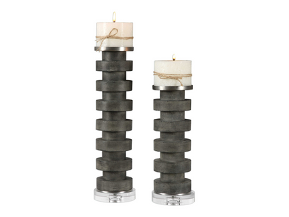 Abbyson Home Karen Concrete Candleholders, Set of 2