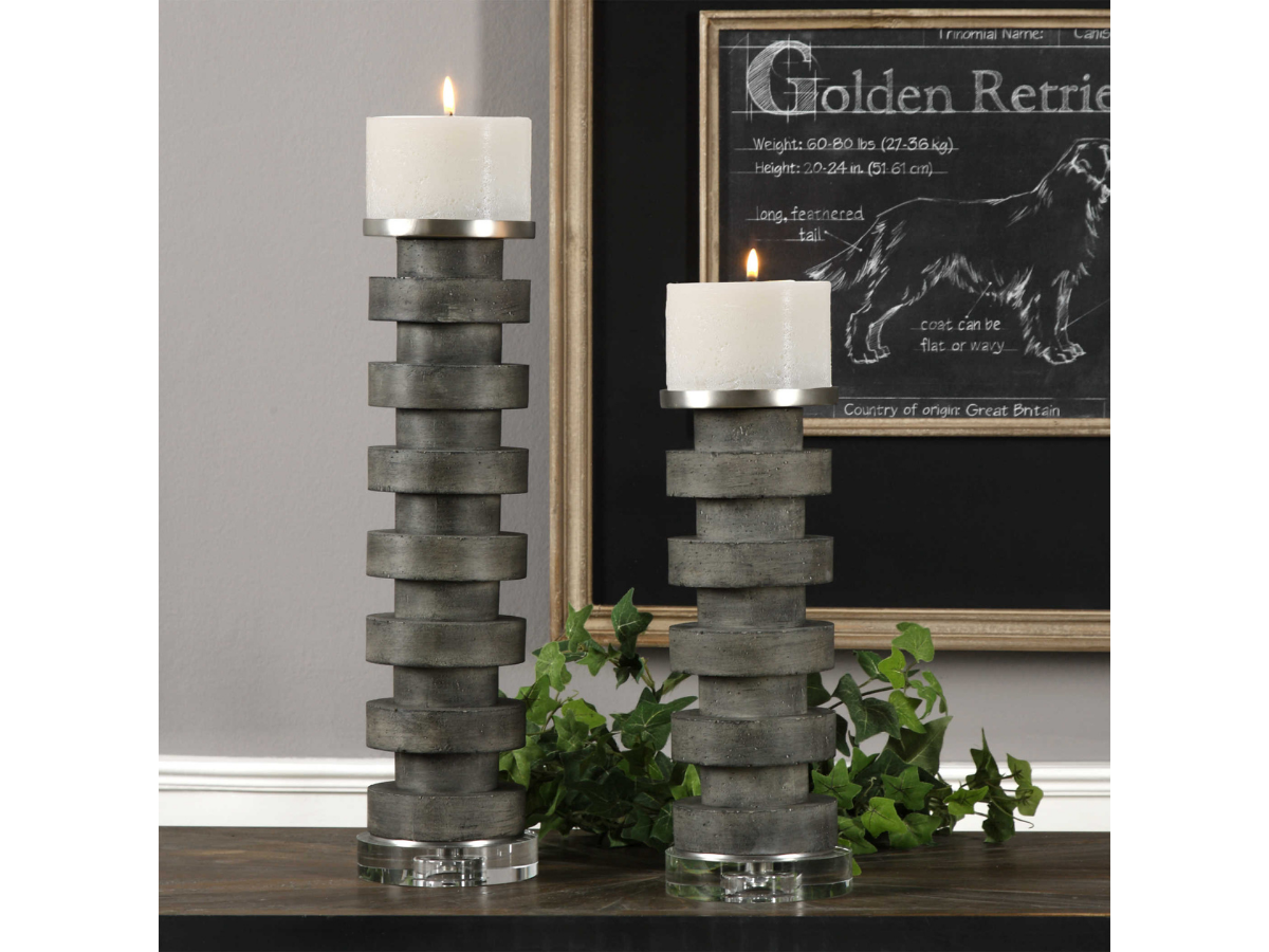 Abbyson Home Karen Concrete Candleholders, Set of 2