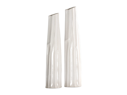 Abbyson Home Kensie Crackled White Vases, Set of 2