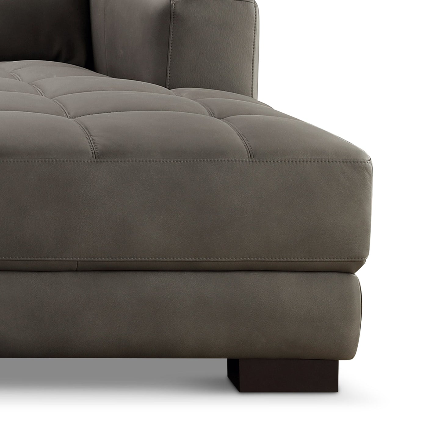 Klyden Top Grain Leather Chaise Sectional, Gray
