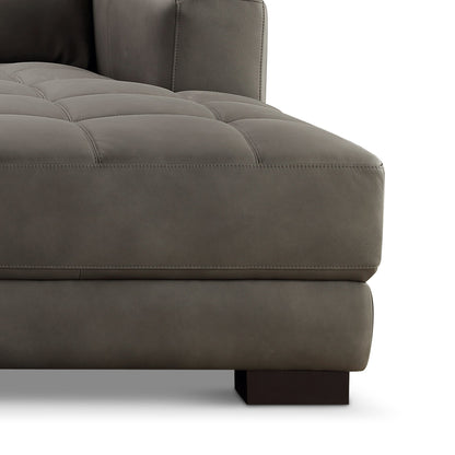 Klyden Top Grain Leather Chaise Sectional, Gray