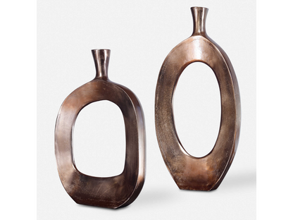 Abbyson Home Kyrie Textured Bronze Vases, Set of 2
