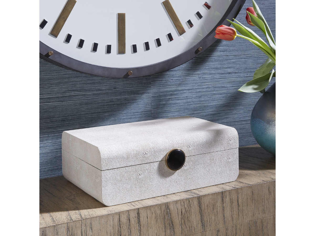 Abbyson Home Landry White Shagreen Box