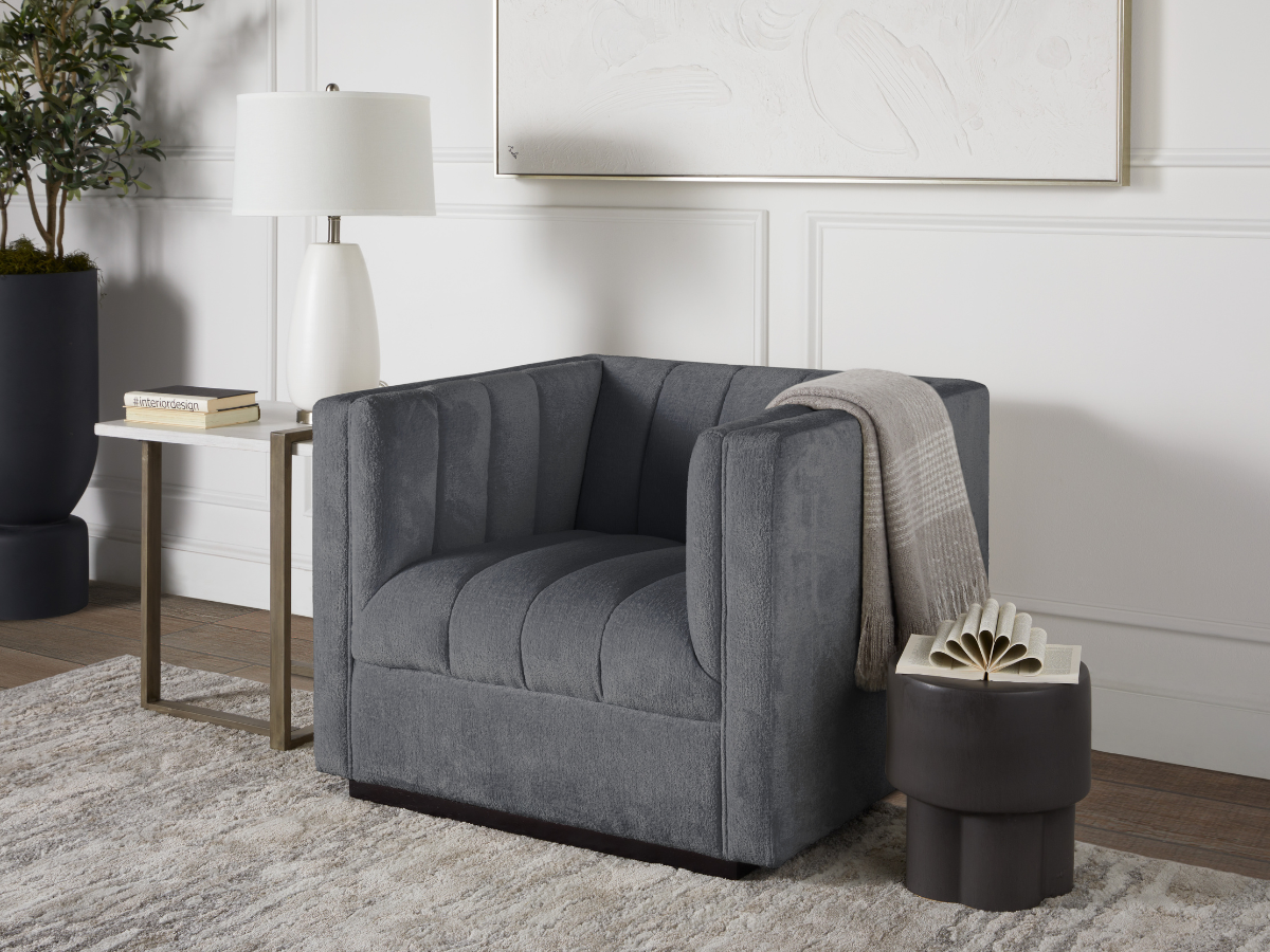 Lavish Upholstered Fabric Channel Chair