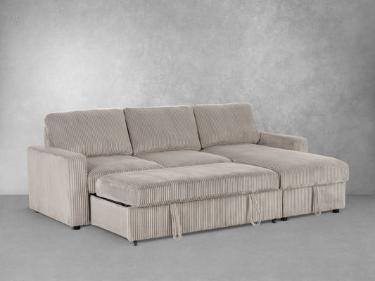 Haven Corduroy 2-pc Reversible Sleeper Sectional with Storage Chaise, Beige