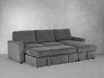 Haven Corduroy 2-pc Reversible Sleeper Sectional with Storage Chaise, Charcoal