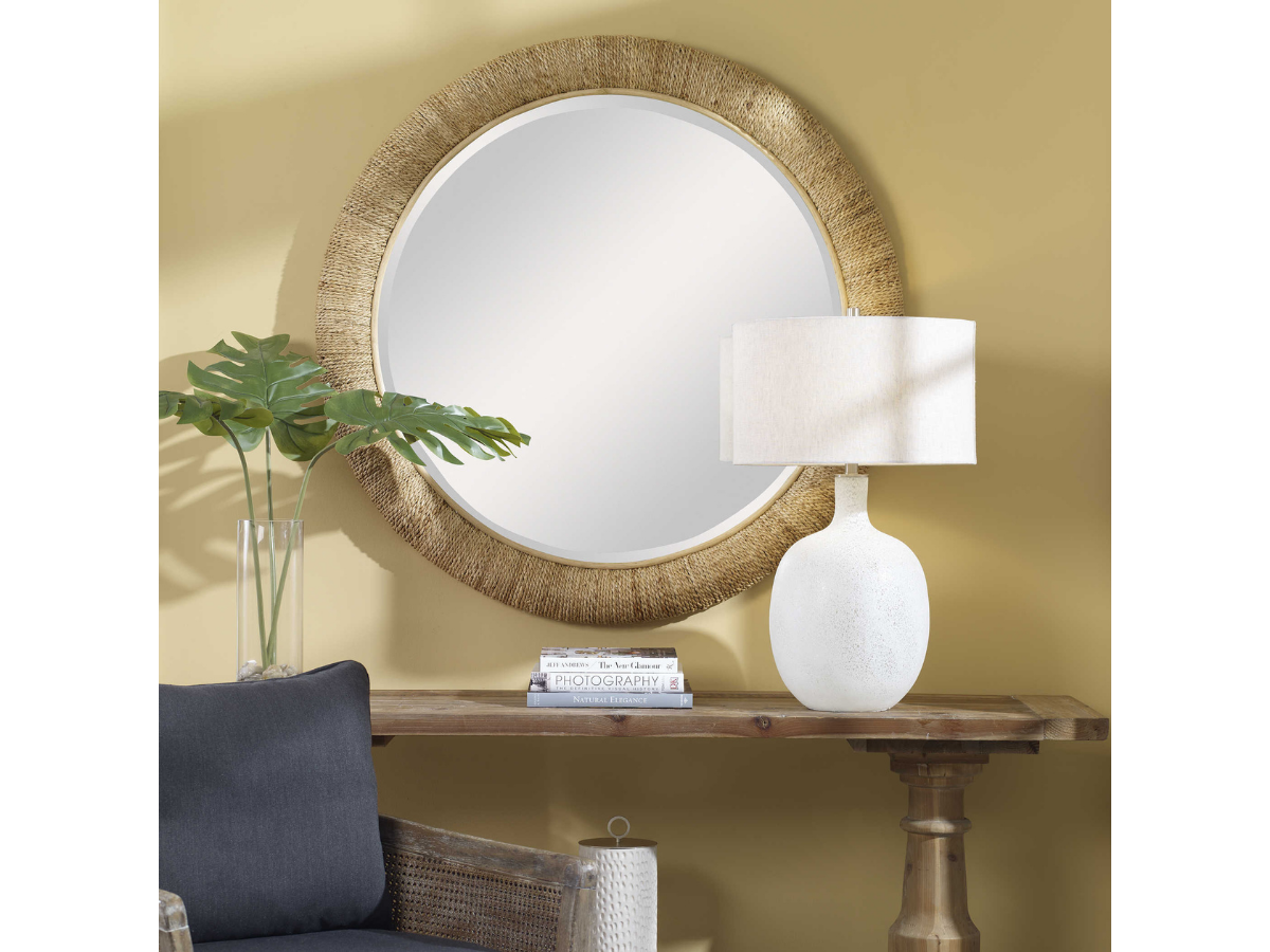 Abbyson Home Marine Natural Round Mirror