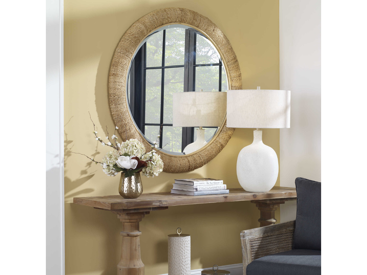 Abbyson Home Marine Natural Round Mirror