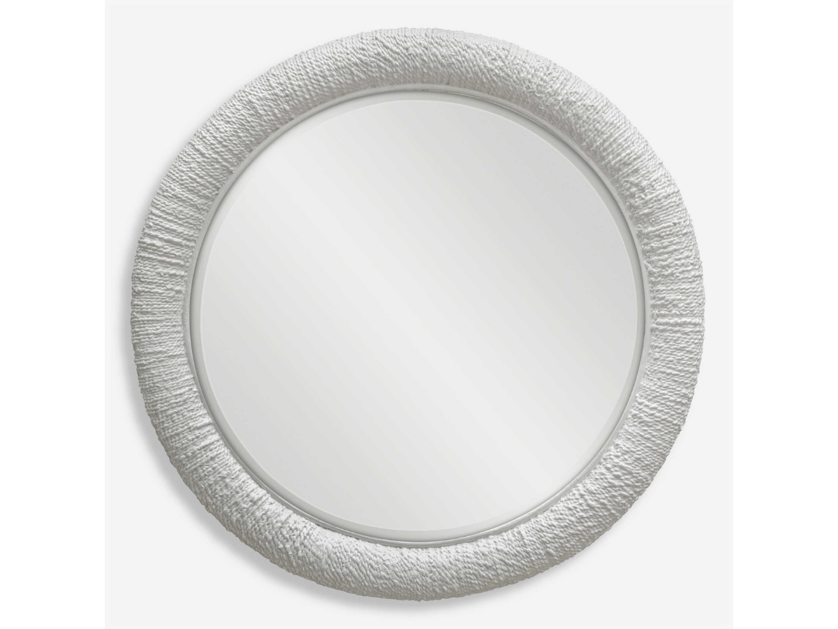 Abbyson Home Marine White Round Mirror