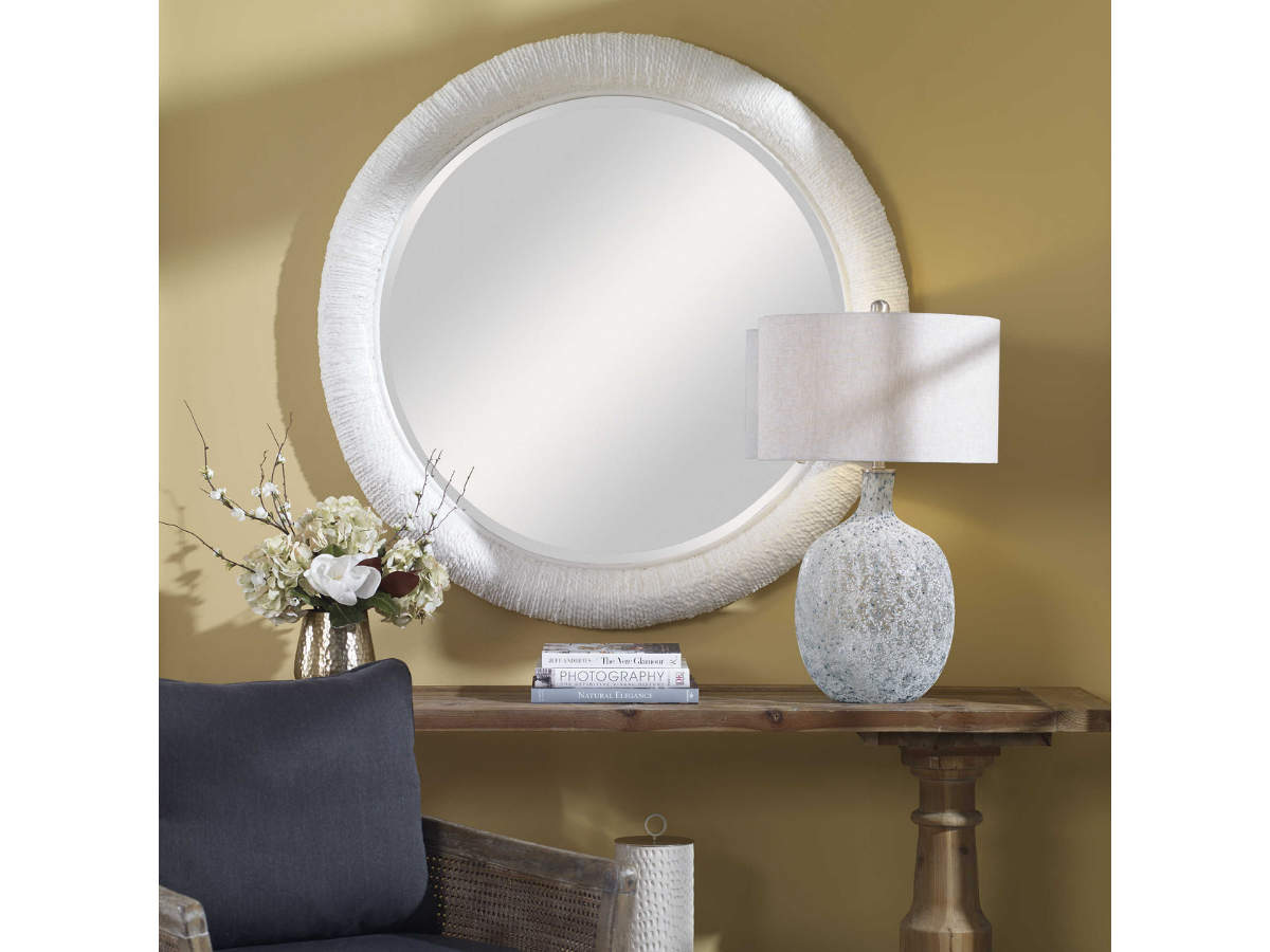 Abbyson Home Marine White Round Mirror