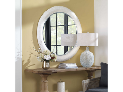 Abbyson Home Marine White Round Mirror