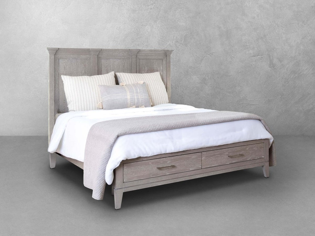 King Size Bed with Headboard Storage In English Oak Light