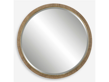 Abbyson Home Pania Round Rattan Mirror