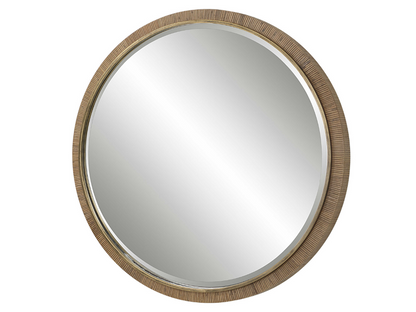 Abbyson Home Pania Round Rattan Mirror