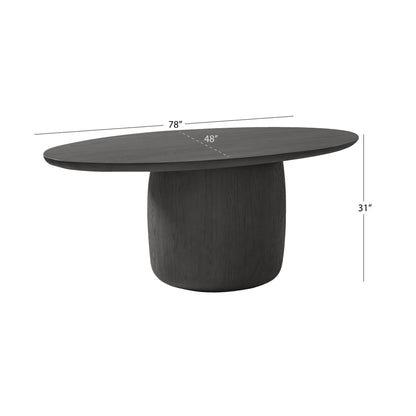 Pauline Oak Oval Dining Table 78" - Black