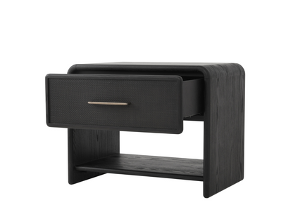 JoJo Fletcher Pauline 1-Drawer Oak & Natural Cane Nightstand