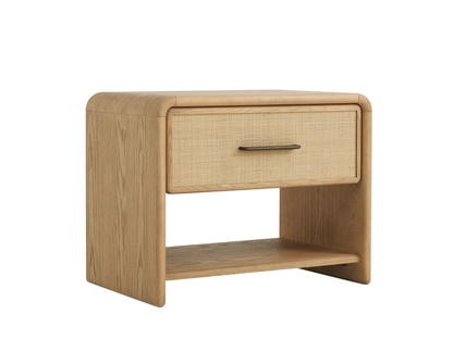 JoJo Fletcher Pauline 1-Drawer Oak & Natural Cane Nightstand