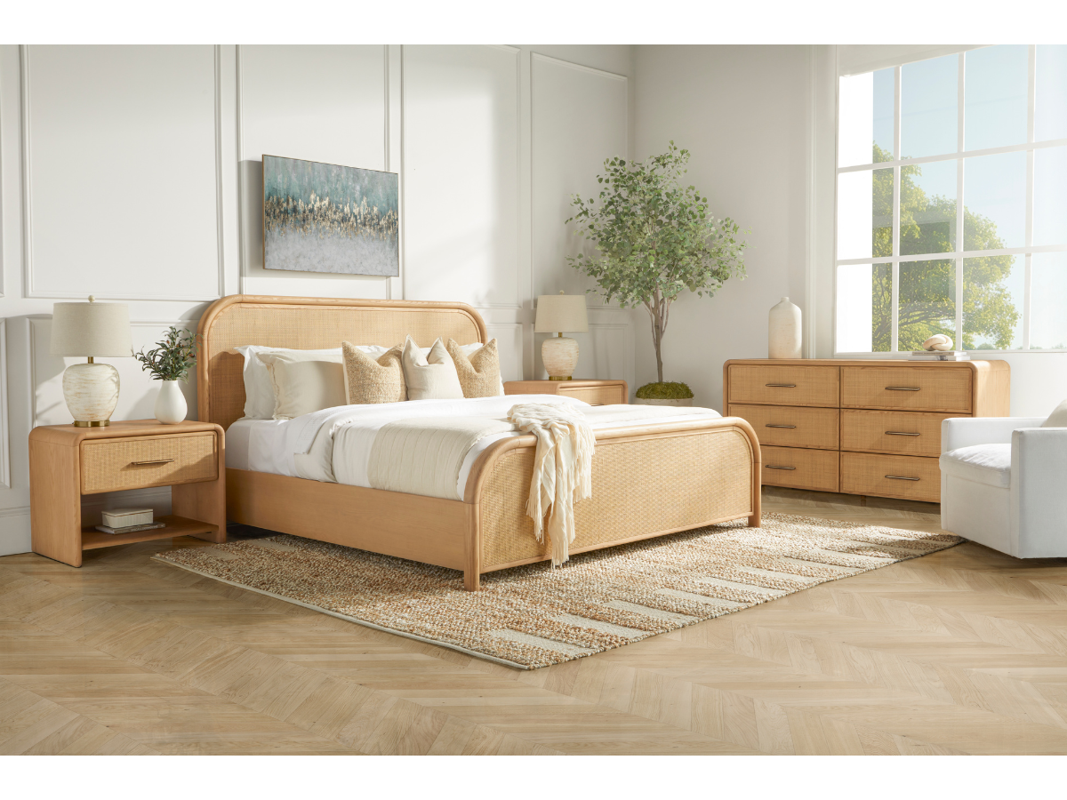 JoJo Fletcher Pauline Oak & Natural Cane Bed