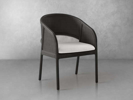 Pauline Oak & Natural Cane Barrel Dining Chair - Black