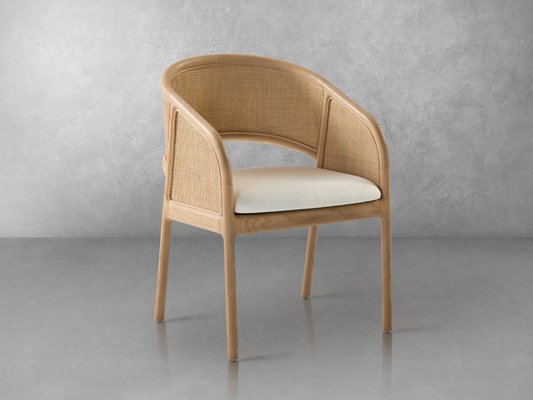 Pauline Oak & Natural Cane Barrel Dining Chair - Blonde