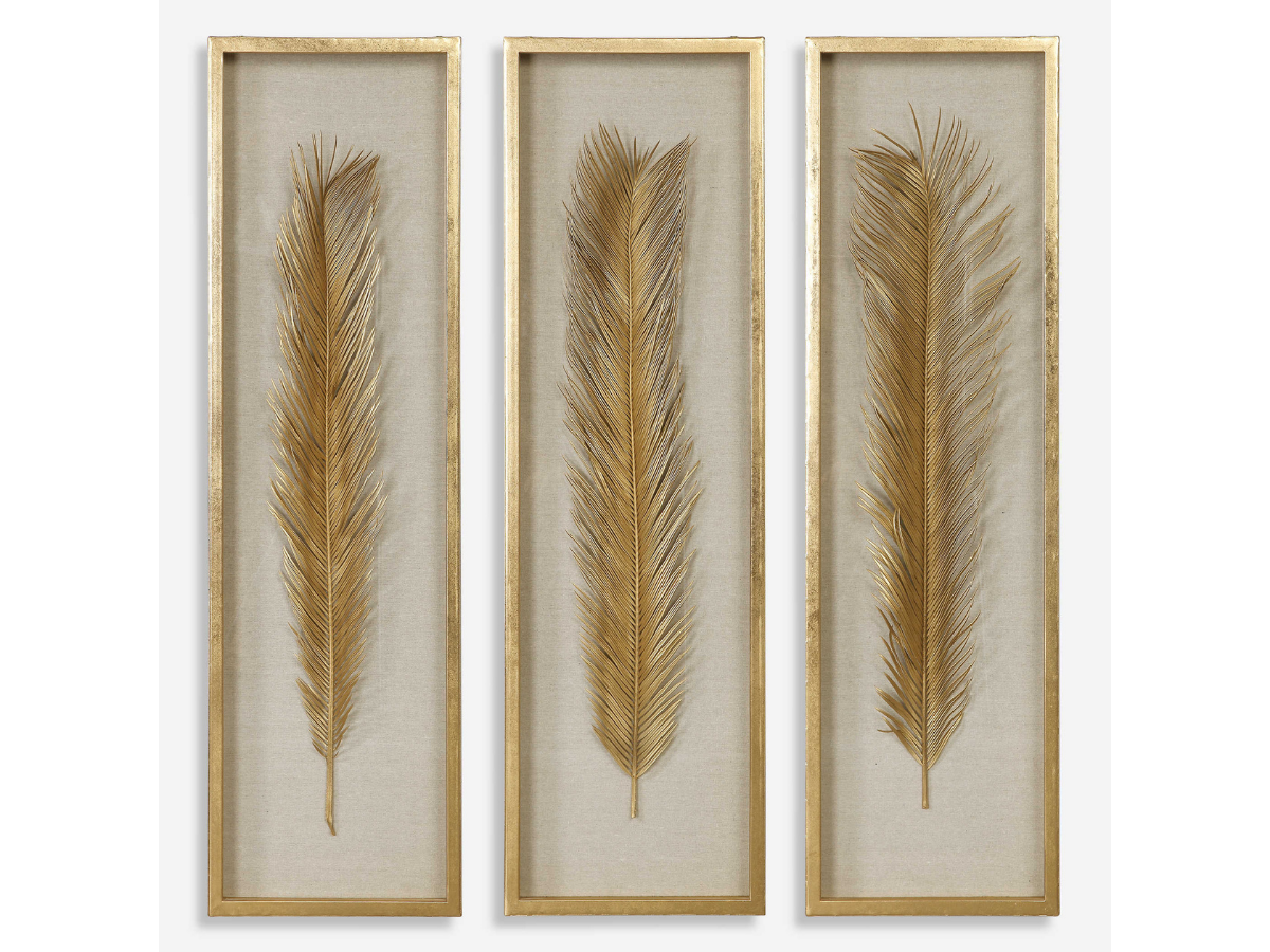 Abbyson Home Placid Gold Leaf Shadow Box, Set of 3