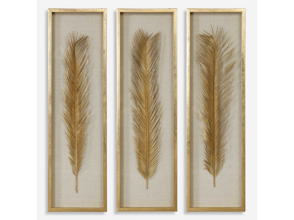 Abbyson Home Placid Gold Leaf Shadow Box, Set of 3