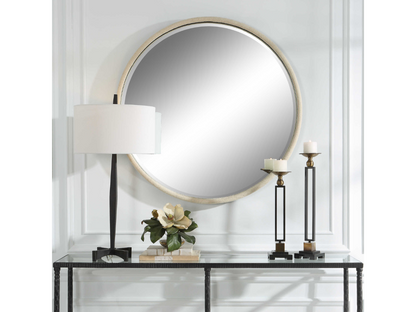 Abbyson Home Reba White Round Mirror