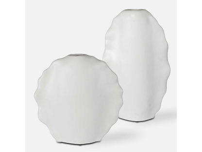 Abbyson Home Ruth Feathers Modern White Vases, Set of 2