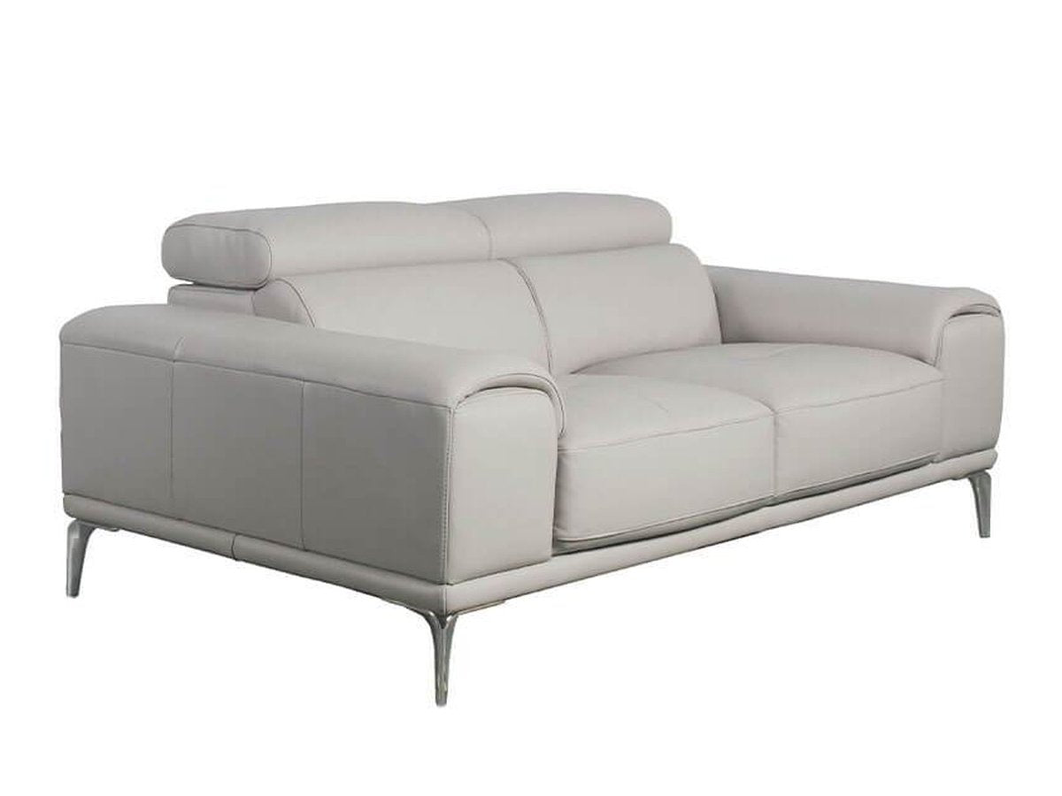 Quinton Leather Loveseat, Grey Default Title