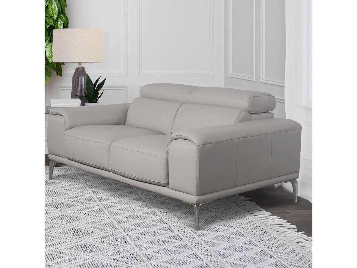 Quinton Leather Loveseat, Grey Default Title