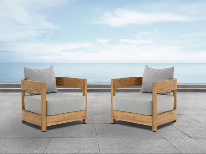 Santino® Outdoor Armchair - Gray Fabric with Teak Frame