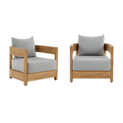 Santino® Outdoor Armchair - Gray Fabric with Teak Frame