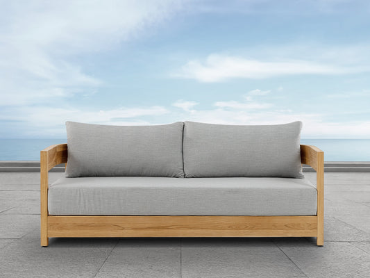 Santino® Outdoor Sofa - Gray Fabric with Teak Frame