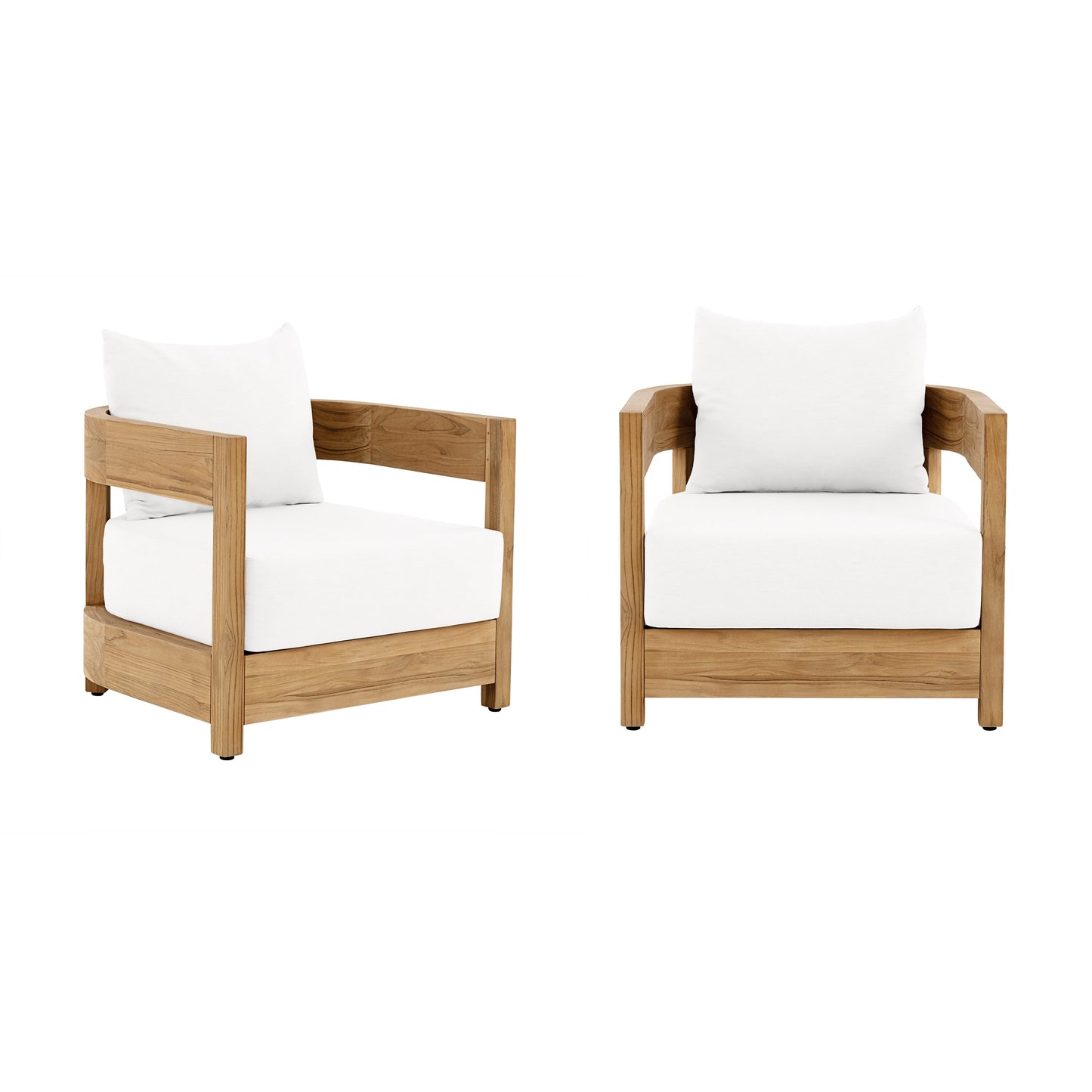 Santino® Outdoor Armchair - White Fabric with Teak Frame