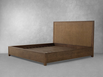Sawyer Oak & Grasscloth Bed, Brown - King
