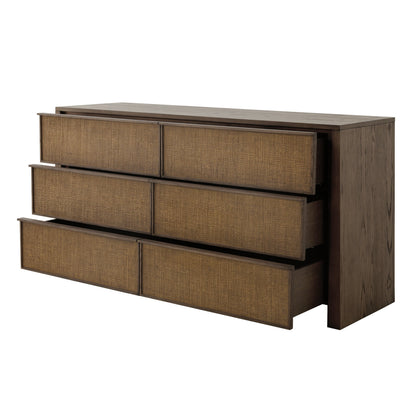 Sawyer Oak & Grasscloth Dresser, Brown