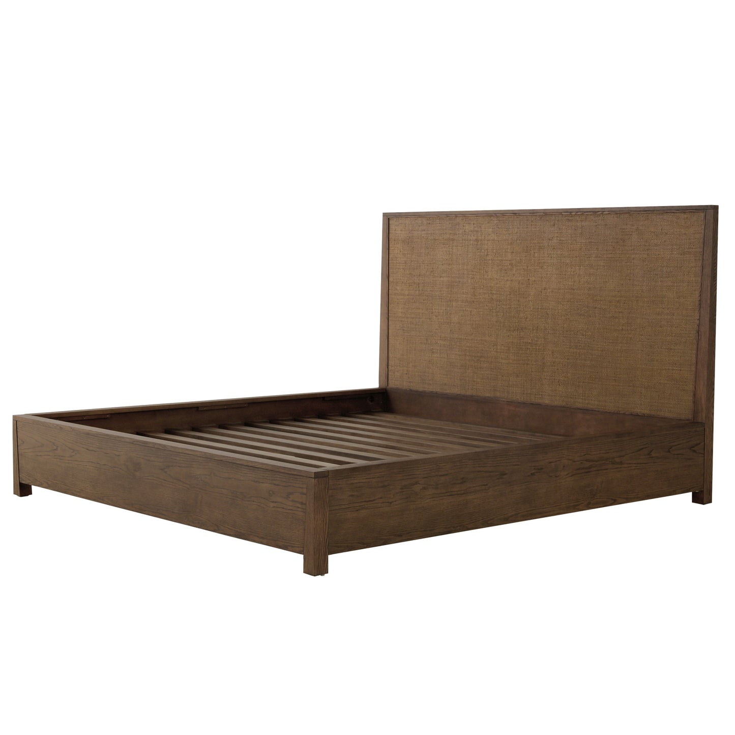 Sawyer Oak & Grasscloth Bed, Brown - Queen