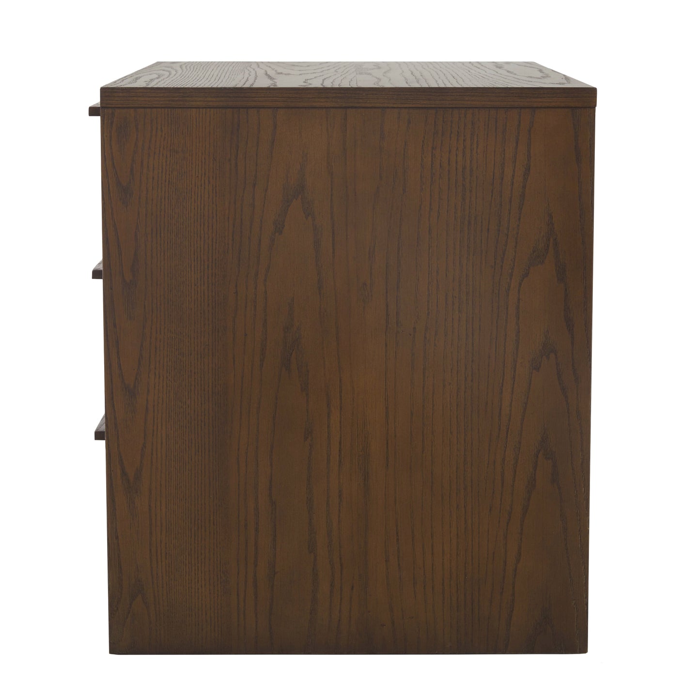Sawyer Oak & Grasscloth 3-Drawer Nightstand, Brown