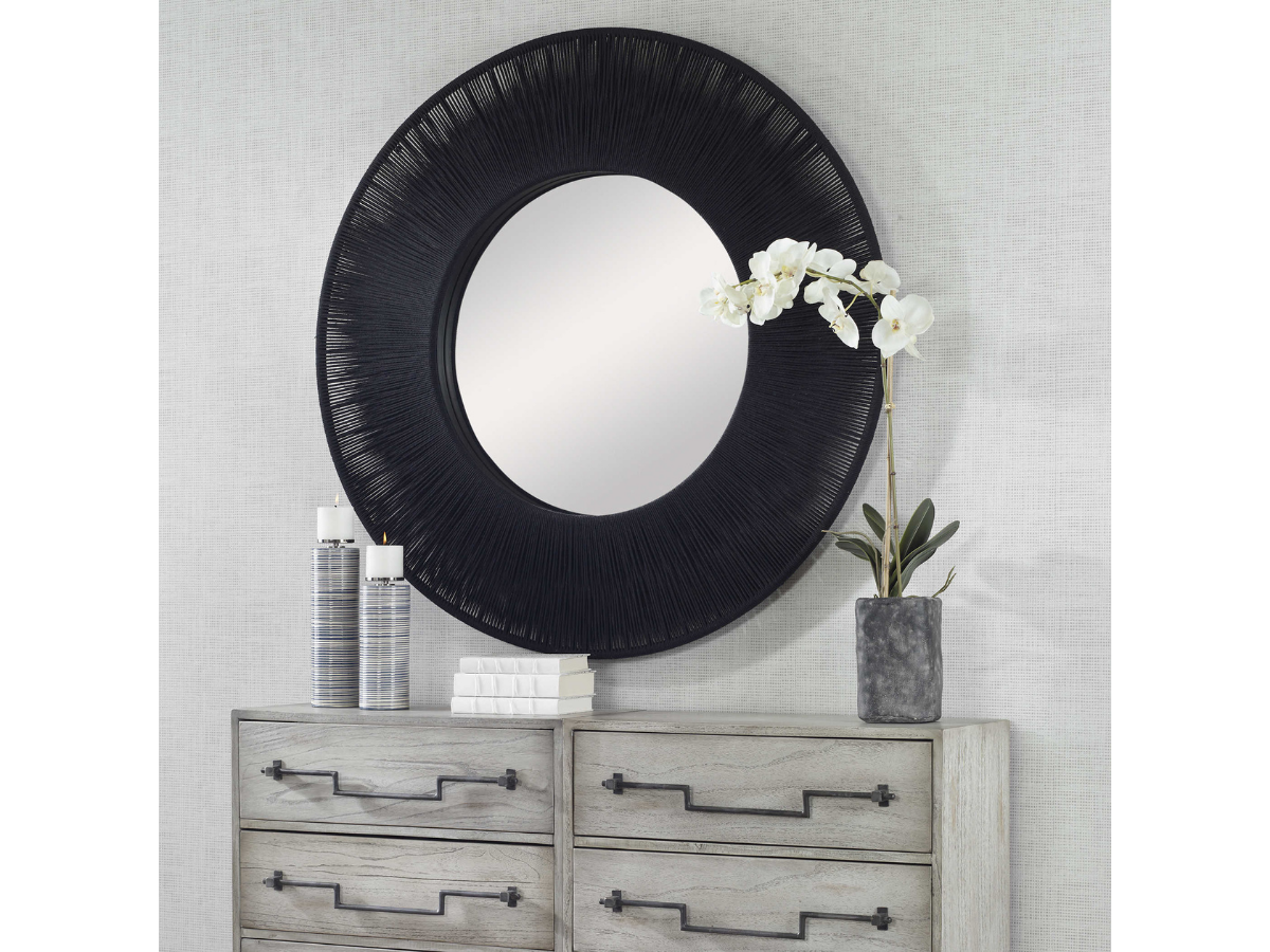 Abbyson Home Scyla Black Round Mirror