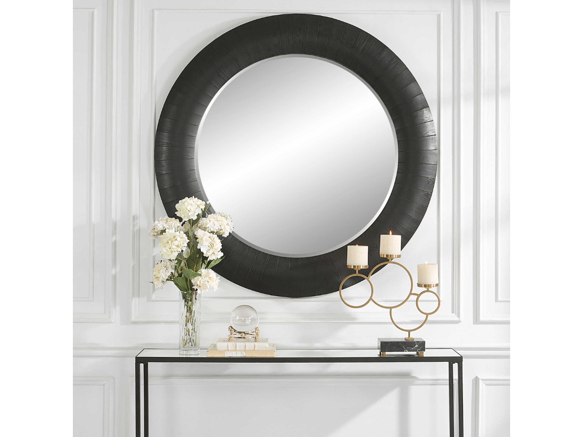 Abbyson Home Sedna Dark Round Mirror
