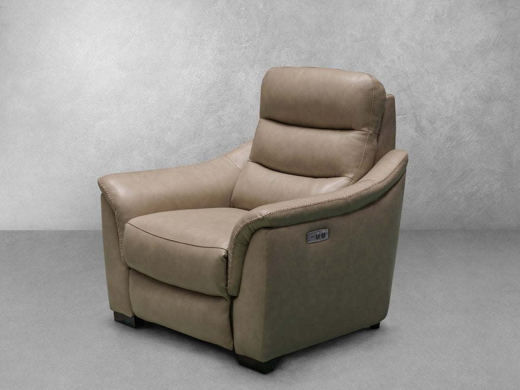 Beige leather recliner online chair