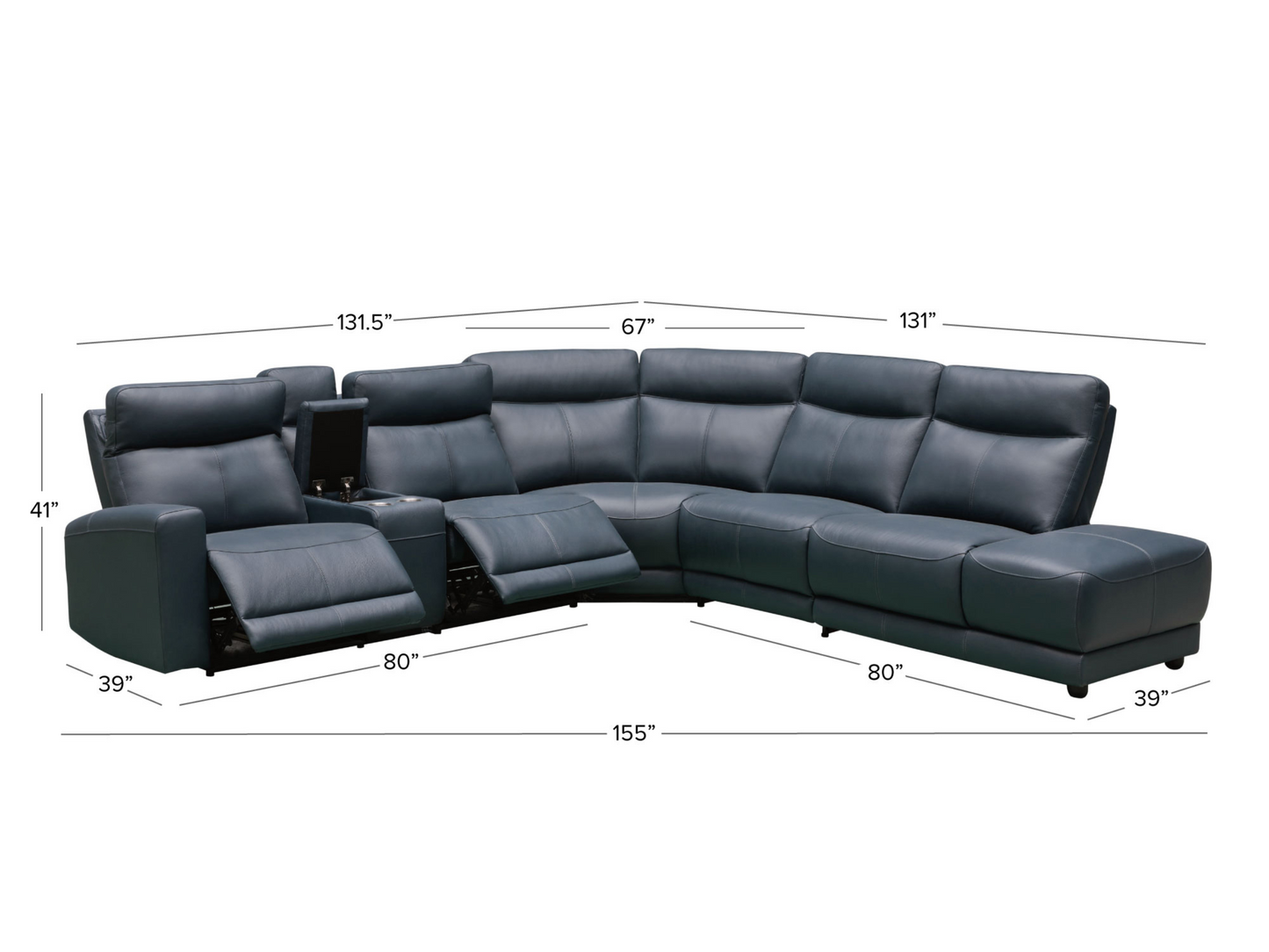 Kimmel Power Reclining Leather Sectional with Power Headrests