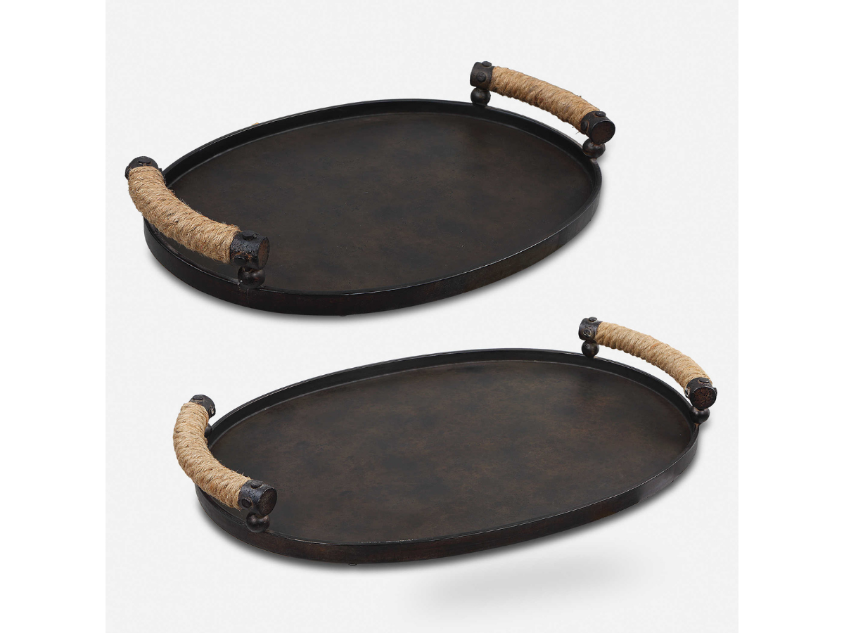 Abbyson Home Verity Bronze Trays, Set of 2