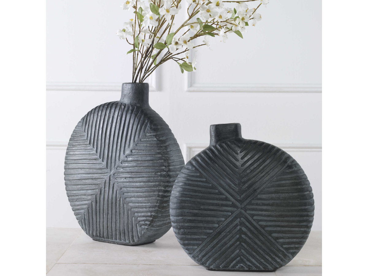 Abbyson Home Vie Aged Black Vases, Set of 2