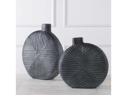 Abbyson Home Vie Aged Black Vases, Set of 2