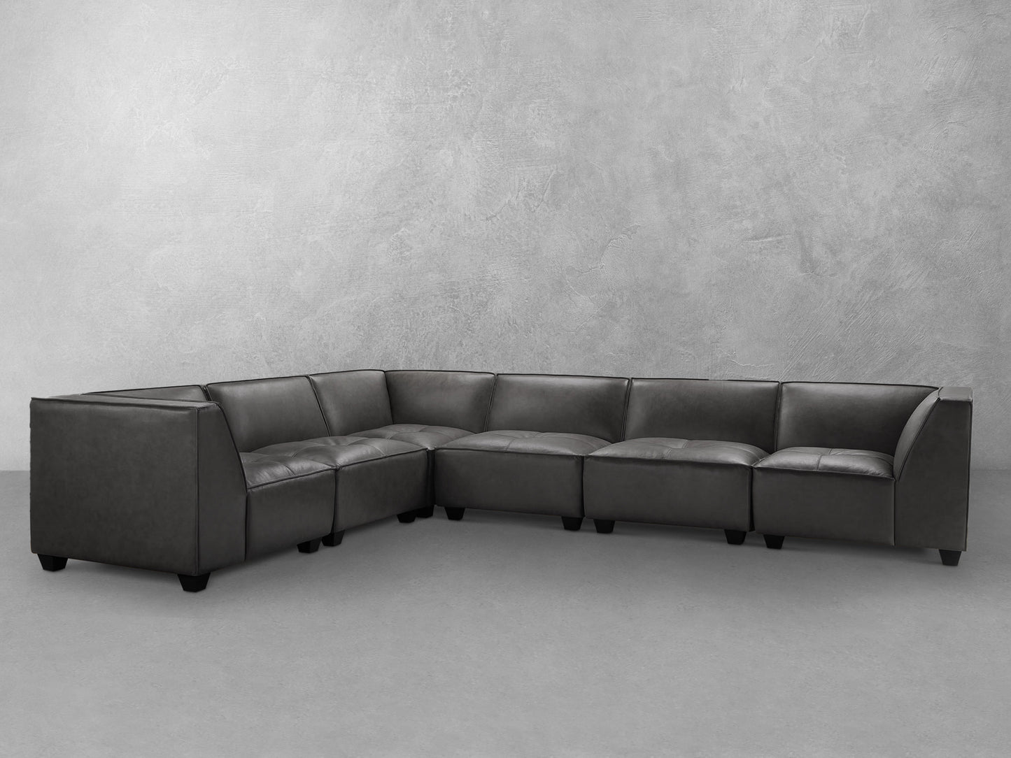 Wallingford 6-pc Modular Leather Sectional, Dark Gray