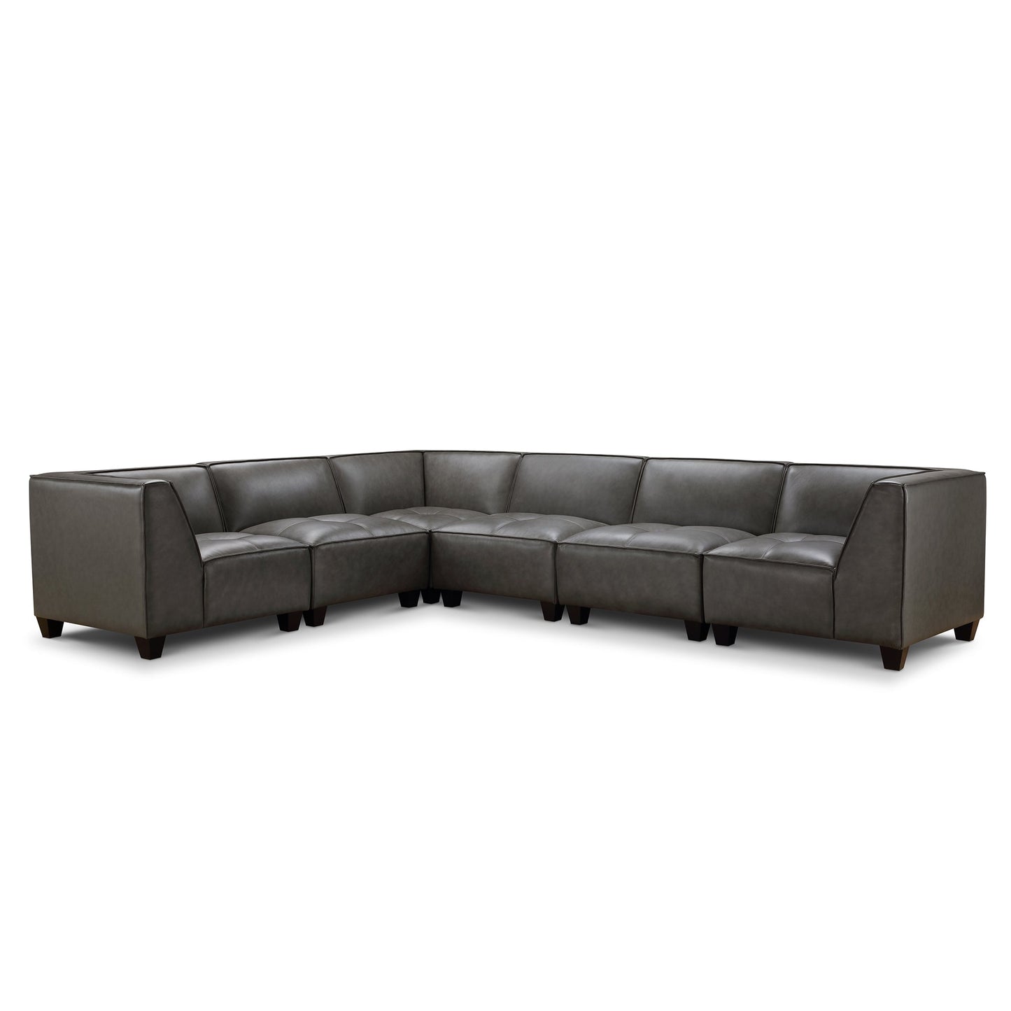 Wallingford 6-pc Modular Leather Sectional, Dark Gray