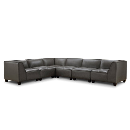 Wallingford 6-pc Modular Leather Sectional, Dark Gray